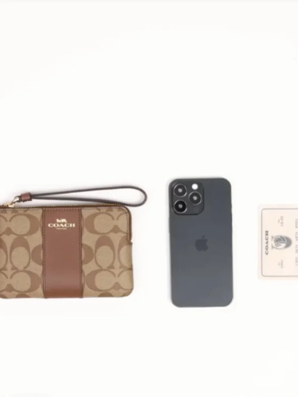 Coach Corner Zip Wristlet Signature Canvas Khaki Chalk 58035 IMDJ8